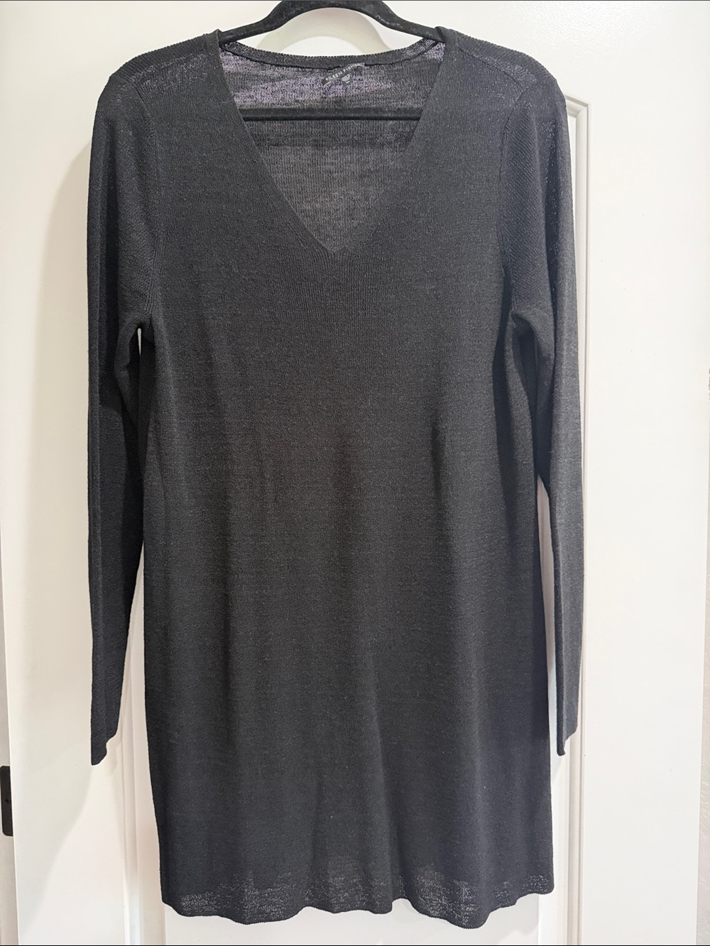 Eileen Fisher Black V-Neck Long Sleeve Knit Top/Tunic